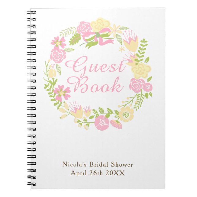 Cuaderno Green & Brown Floral Wreath Bridal Shower  (Frente)