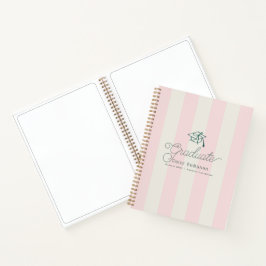 Cuaderno Green Cap Pink Stripes Palms Graduation Guest Book