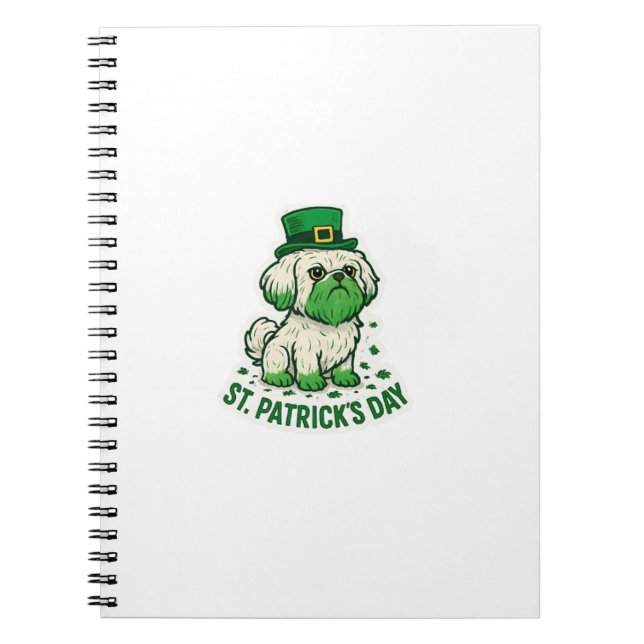 Cuaderno Green Leprechaun Shih Tzu St.Patrick's Day (Frente)
