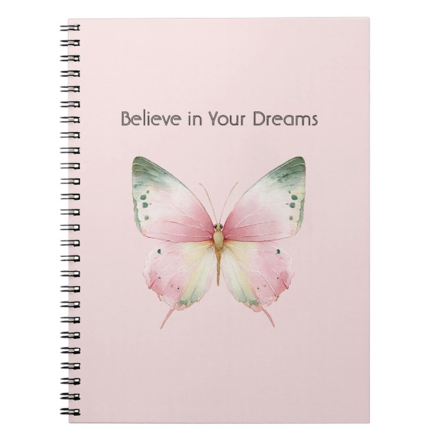 Cuaderno Green Pink White Mint Butterfly (Frente)