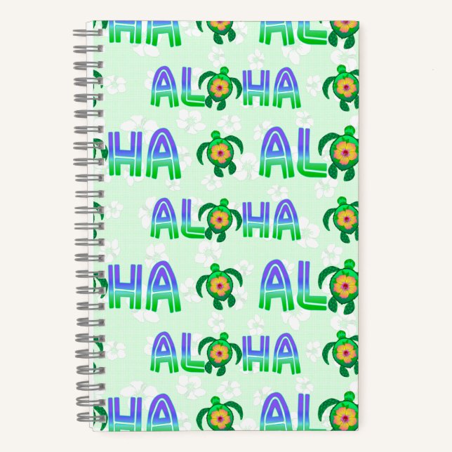 Cuaderno Green Purple Aloha Hawaiian Tropical Turtle (Anverso)