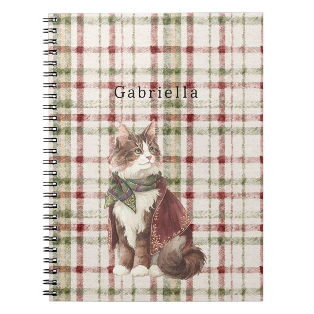Cuaderno Green Red Cream Stripes Cat (Frente)