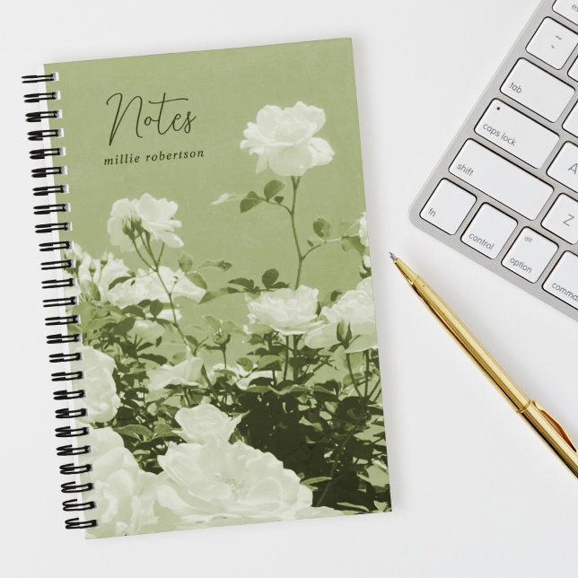 Cuaderno Green Roses Floral Garden Custom Spiral Notebook (Subido por el creador)