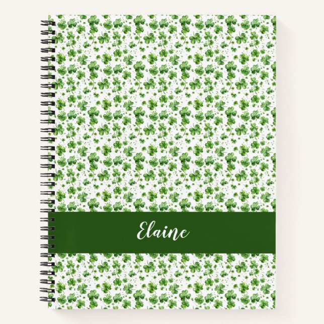Cuaderno Green Shamrock Personalizado Spiral Notebook Gift  (Anverso)