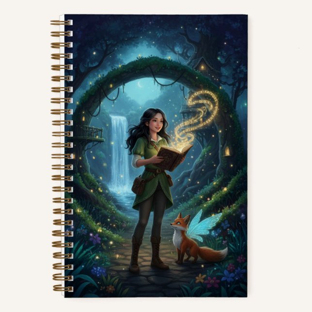 Cuaderno Green Tunic Forest Maiden & Winged Fox Journal (Anverso)