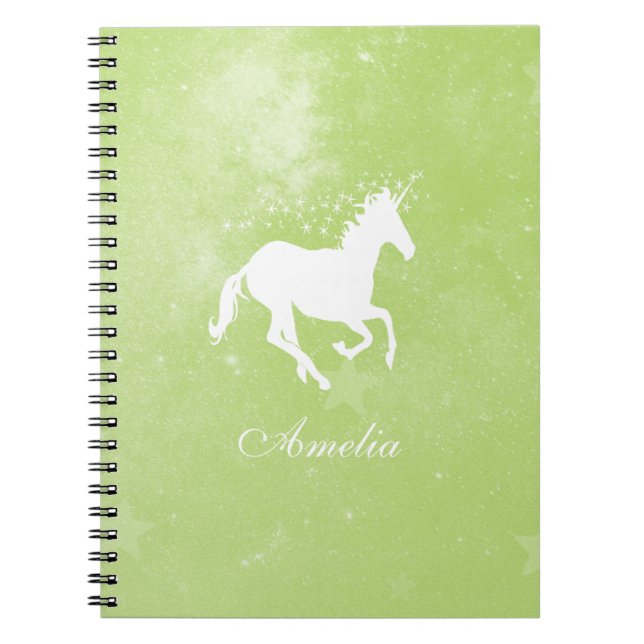 Cuaderno Green Unicorn Personalized Notebook (Frente)