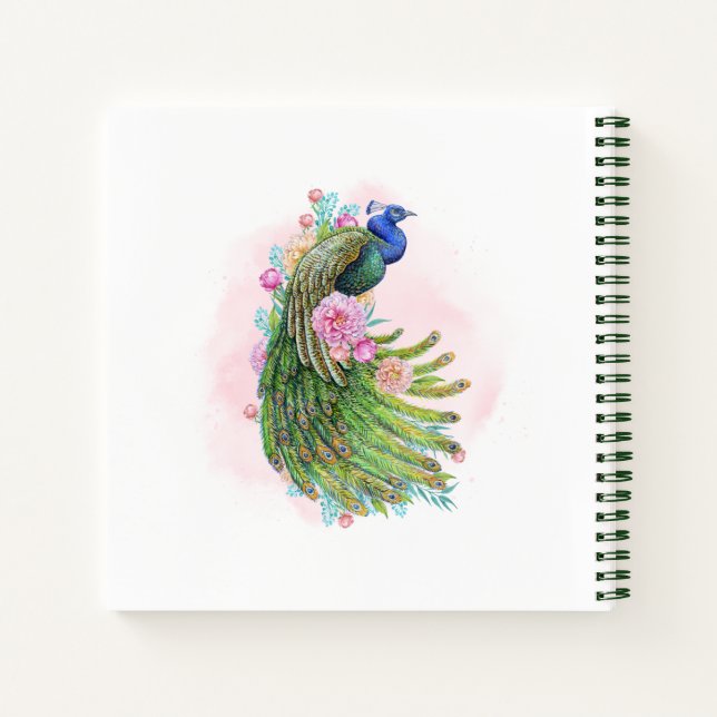Cuaderno Green Watercolor Peacock Beauty – Artistic Spiral  (Reverso)