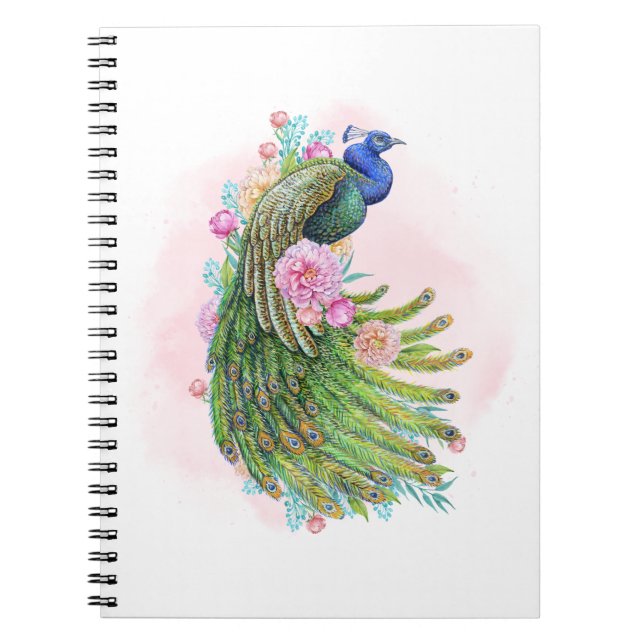 Cuaderno Green Watercolor Peacock Beauty – Artistic Spiral  (Frente)
