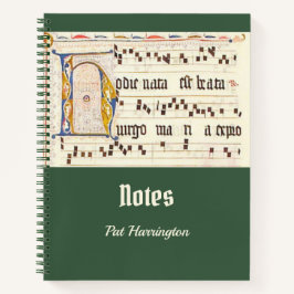 Cuaderno Gregorio católico canta Verde azulado de masas lat