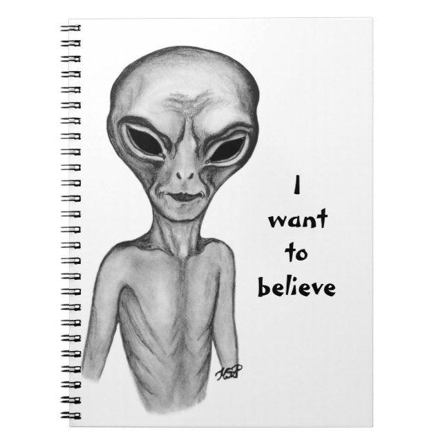 Cuaderno Grey Alien , quiero creer (Frente)