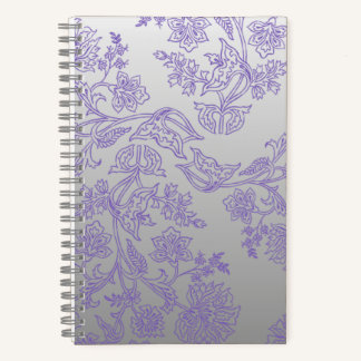 Cuaderno Grey Notebook with Purple Floral Front and Back