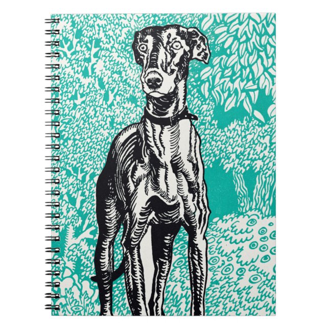 Cuaderno Greyhound Black Line Green Background Moriz Jung (Frente)