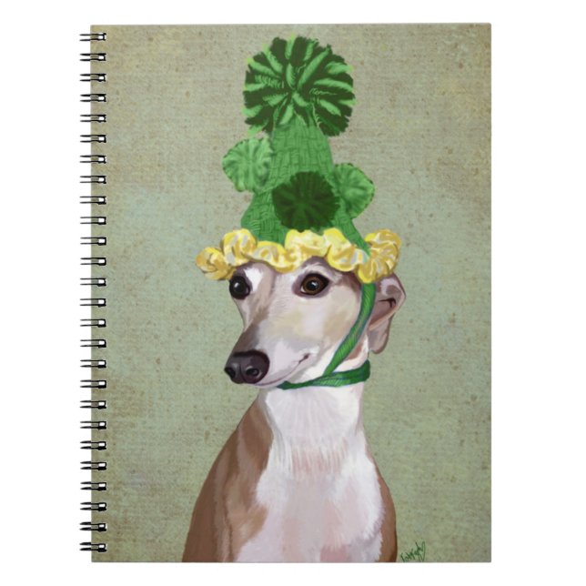Cuaderno Greyhound en Gorra de punto verde (Frente)