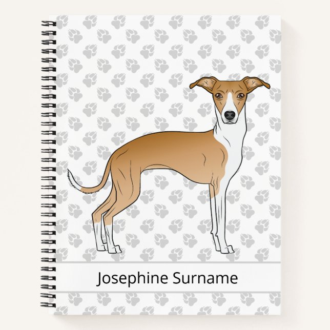 Cuaderno Greyhound Italiano Blanco Y Amanecer Con Texto Per (Anverso)