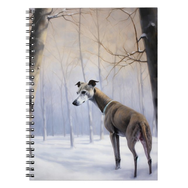 Cuaderno Greyhound italiano deja que nieve Navidades (Frente)