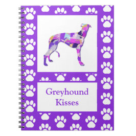 Cuaderno Greyhound Lurcher Dog Silhouette Paw Purple PY&B