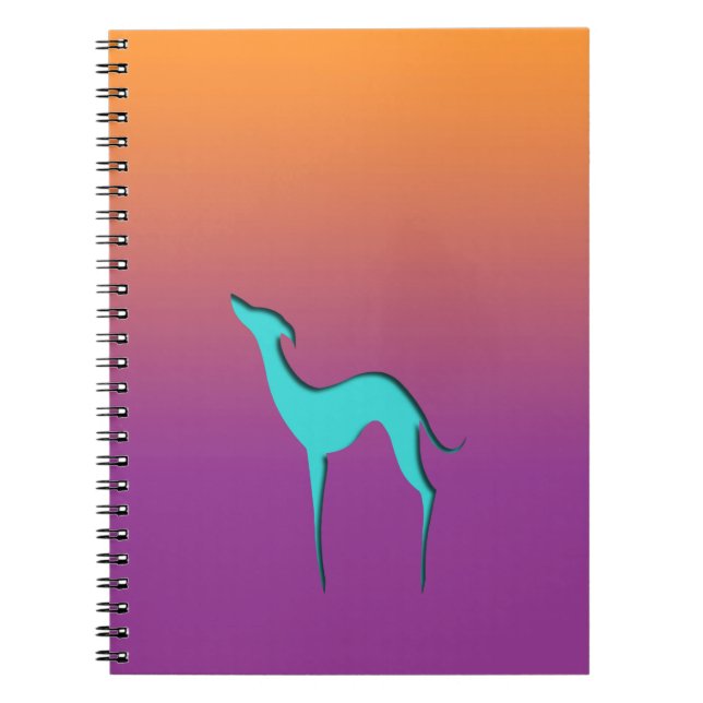 Cuaderno Greyhound Whippet dog azul naranja púrpura oscuro (Frente)