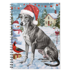 Cuaderno Greyhound Winter Wonderland Alegría de Navidad