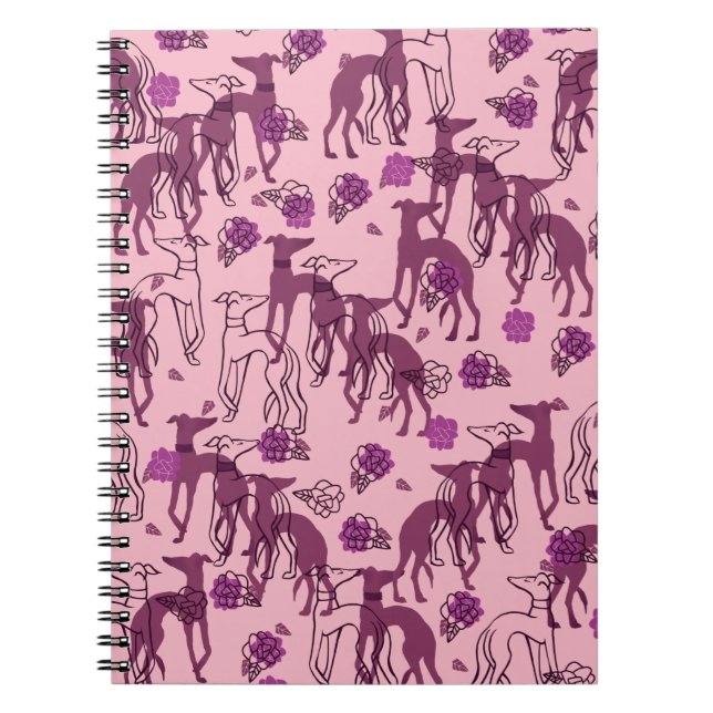 Cuaderno Greyhounds Garden Artwork Greyhound Rosas (Frente)