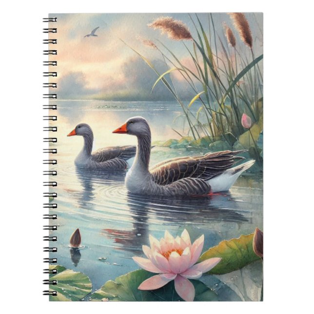 Cuaderno Greylag Geese on the Water - Spiral Notebook (Frente)