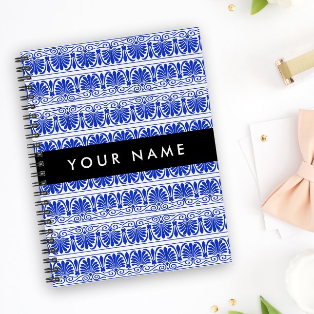 Cuaderno Griego Fret Arabesque Blue, Tu Nombre, Personaliza (Subido por el creador)