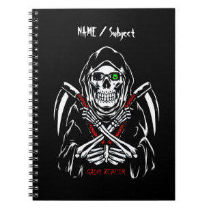 Cuaderno Grim Reaper Scythe Death Skeleton Bones Halloween