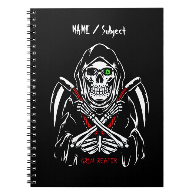 Cuaderno Grim Reaper Scythe Death Skeleton Bones Halloween (Frente)