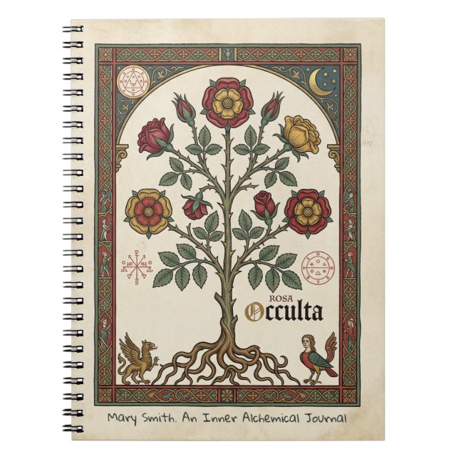 Cuaderno Grimorio Alquímico Rosa Oculta (Frente)