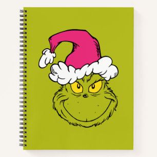 Cuaderno Grinch con sombrero rosa de Santa