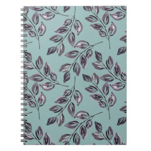 Cuaderno Gris acuarela, ramas negras sobre un turquesa