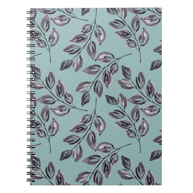 Cuaderno Gris acuarela, ramas negras sobre un turquesa (Frente)