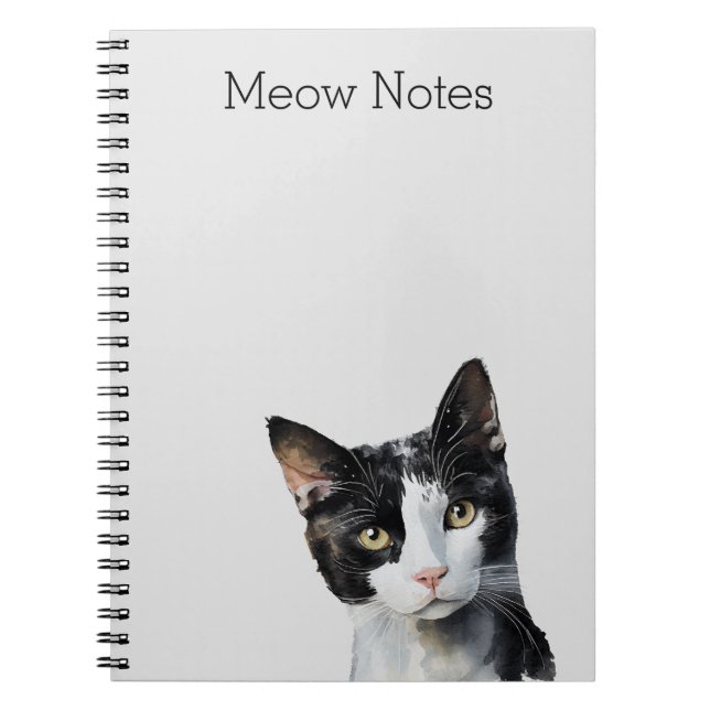 Cuaderno Gris Black White Kitty Cat (Frente)