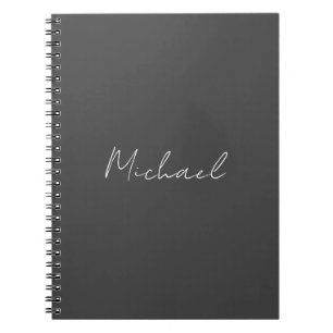 Cuaderno Gris Blanco Manuscrito Minimalista Tu Nombre