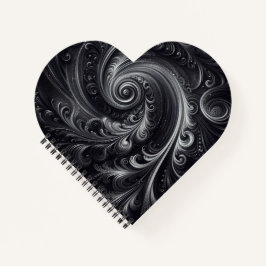 Cuaderno Gris blanco negro Resumen Moderno Swirl sencillo