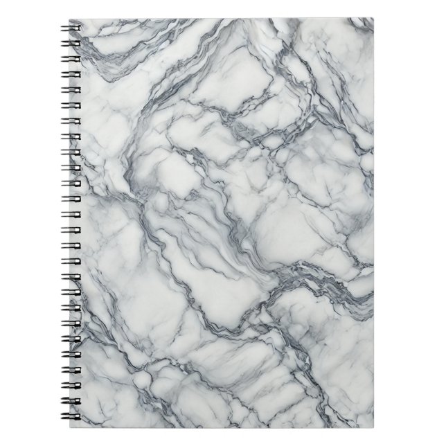 Cuaderno Gris Chic y mármol blanco con aspecto glamuroso (Frente)