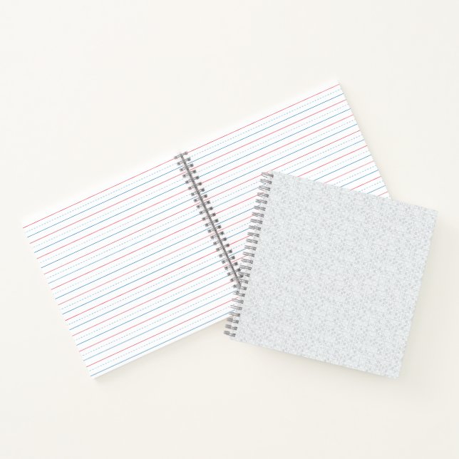 Cuaderno Gris Claro Floral Geométrico | Patrón Moderno de V (Interior)