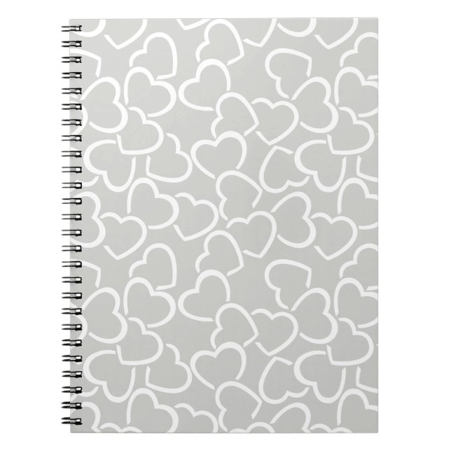 CUADERNO GRIS CON CORAZONES DE AMOR ESQUEMADOS EN BLANCO (Frente)