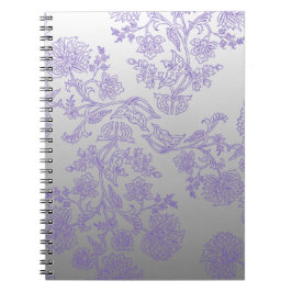 Cuaderno gris con floral púrpura