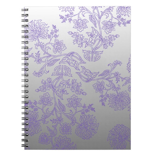 Cuaderno gris con floral púrpura (Frente)