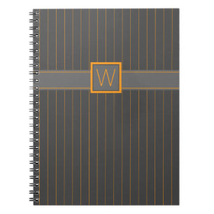 Cuaderno Gris con Naranja Pinstripes para portátiles