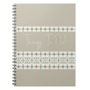 Cuaderno Gris Con Patrón Floral De Peach