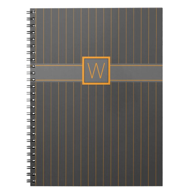 Cuaderno gris con rayas naranjas (Frente)
