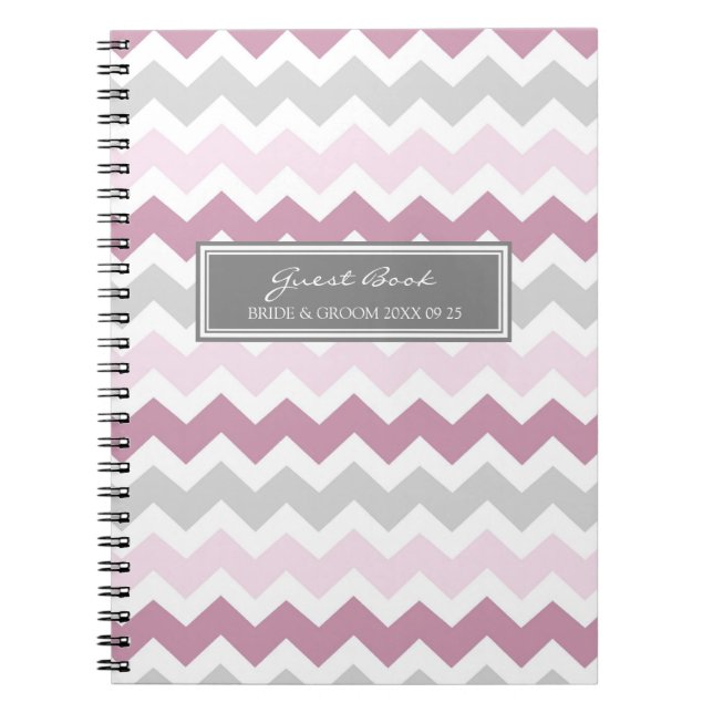 Cuaderno gris de Chevron del rosa del libro de (Frente)