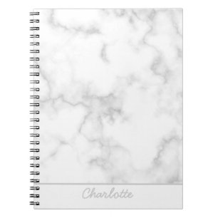 Cuaderno Gris de fondo de mármol sobre nombre personalizado
