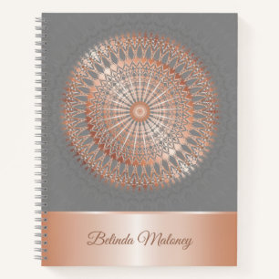 Cuaderno Gris dorado Rosa Mandala