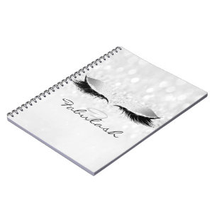 Cuaderno Gris Girly Purpurina Makeup Sparkly Monograma Plat