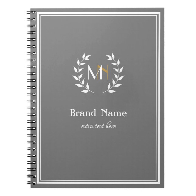 Cuaderno Gris Monograma Corona de Laurel (Frente)