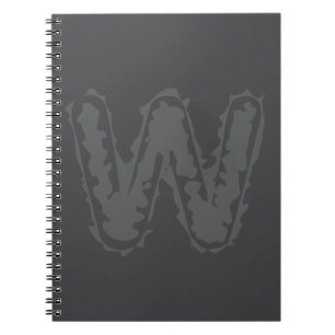 Cuaderno Gris monograma espeluznante sobre gris