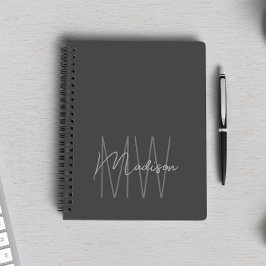 Cuaderno Gris monograma Minimalista moderno