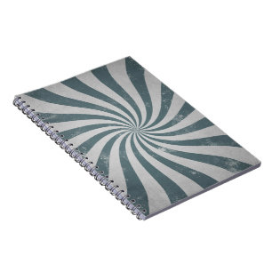Cuaderno Gris Oscuro Vintage Sunburst Líneas Onduladas Retr